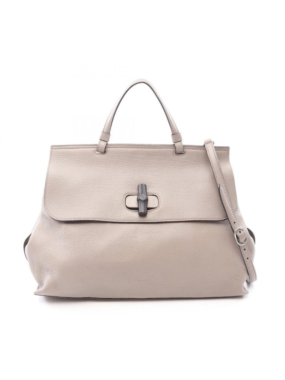 Gucci Bamboo Daily 2-Way Gray Black Leather Large Handbag